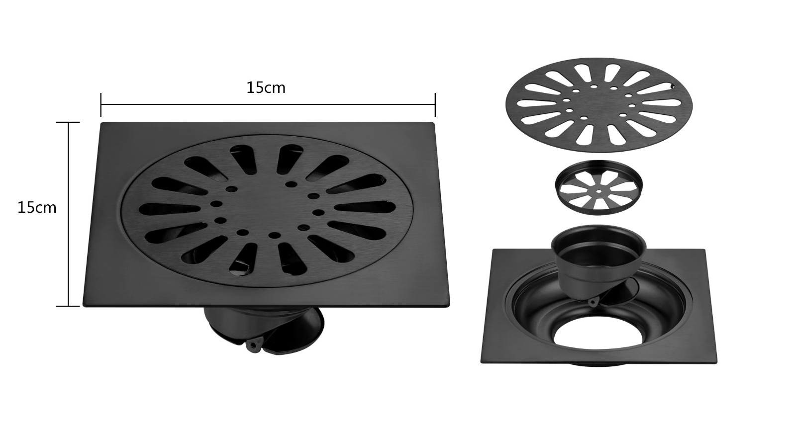 Stainless Steel Bathroom Black Floor Trap Anti Cockroach 