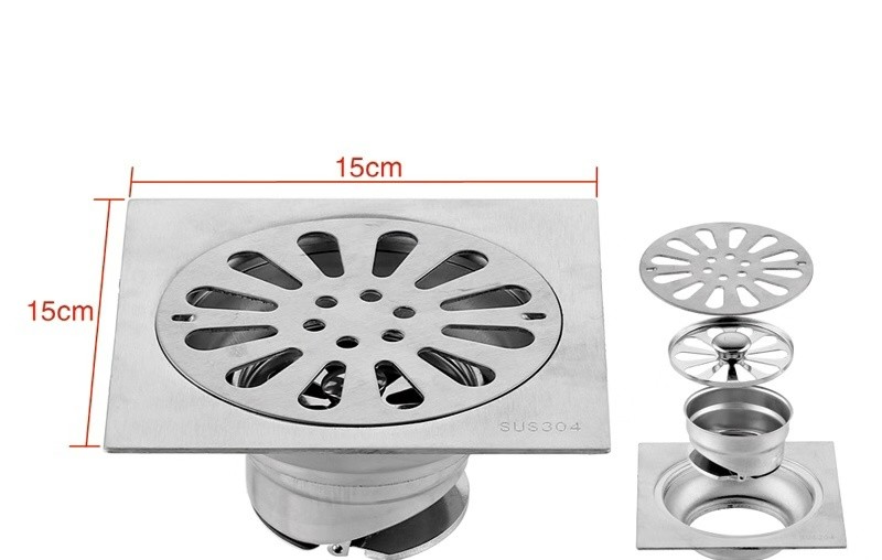 Stainless Steel Bathroom Polish Floor Trap Anti Cockroach 