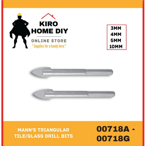 MANN'S Triangular Tile/Glass Drill bits - 00718A/ 00718B/ 00718C/ 00718G