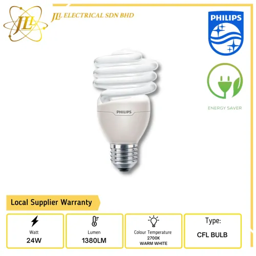 PHILIPS TORNADO 24W E27 ENERGY SAVER BULB 2700K WARMWHITE COMPACT FLUORESCENT LAMP