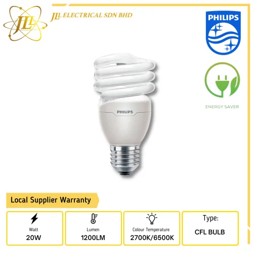 PHILIPS TORNADO 20W E27 ENERGY SAVER BULBS 2700K/6500K