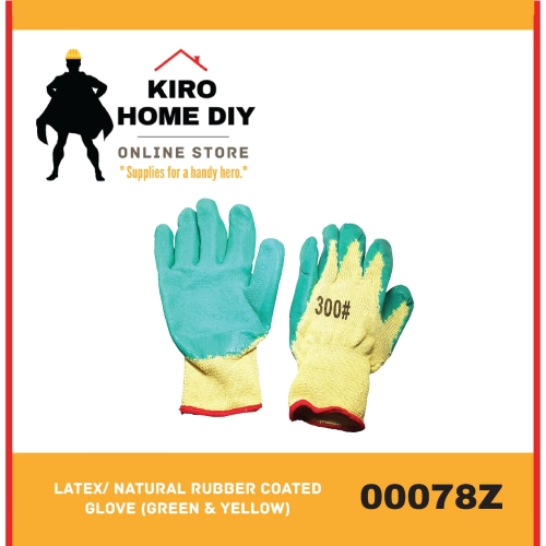 Latex/ Natural Rubber Coated Glove (Green & Yellow) - 00078Z