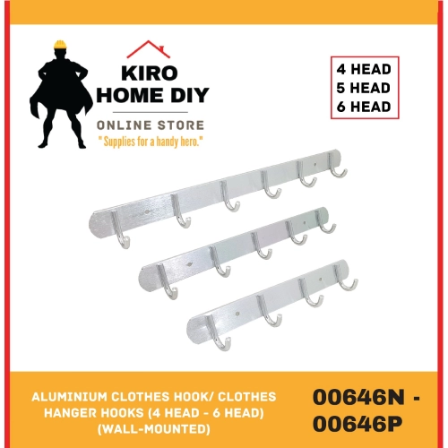 Aluminium Clothes Hook/ Clothes Hanger Hooks (4 head - 6 head) (Wall-mounted) - 00646N/ 00646O/ 00646P