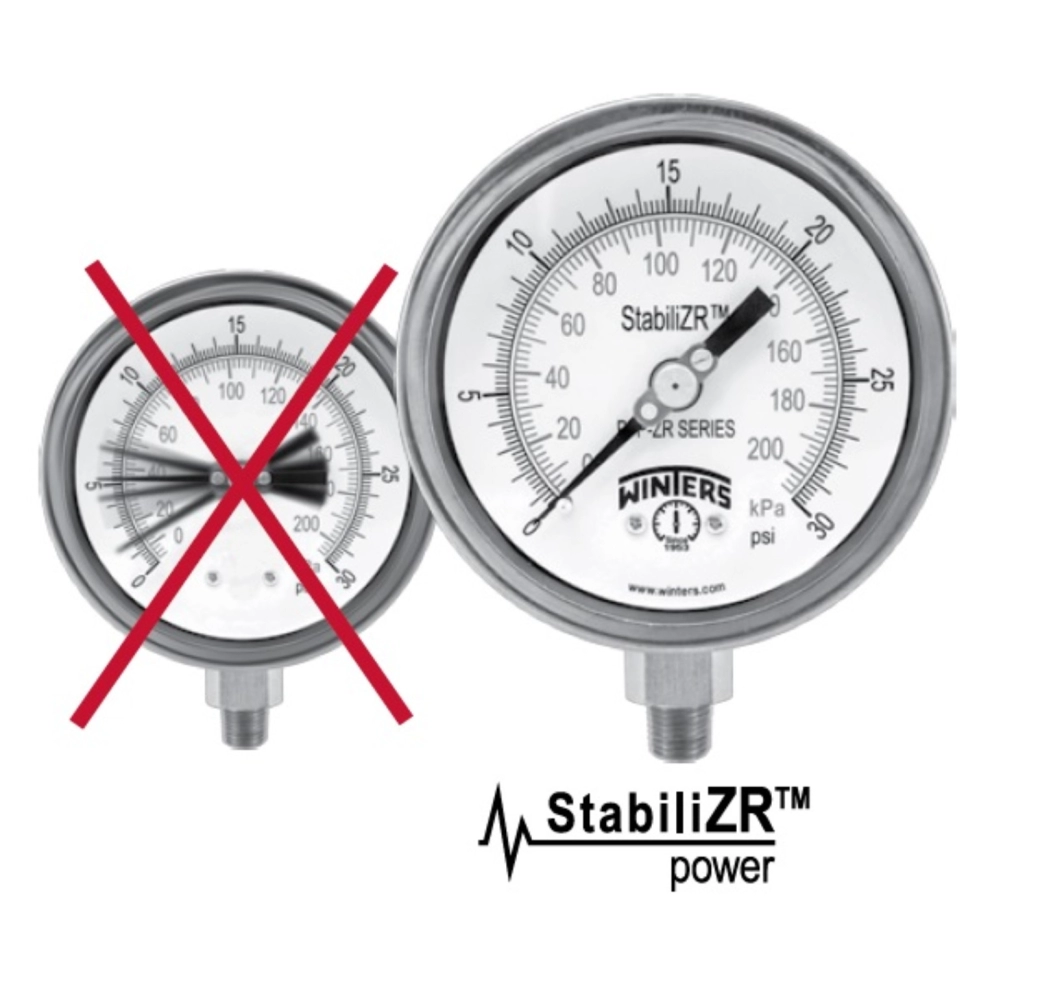 WINTERS | PFP StabiliZR Pressure Gauge, Fully Stainless Steel