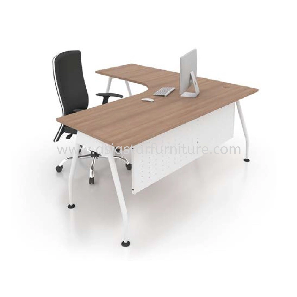 MADISON 6 FEET L-SHAPE OFFICE TABLE WITH STEEL LEG