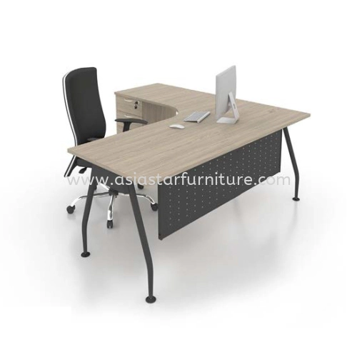 MADISON 4 FEET L-SHAPE OFFICE TABLE WITH FIXED PEDESTAL