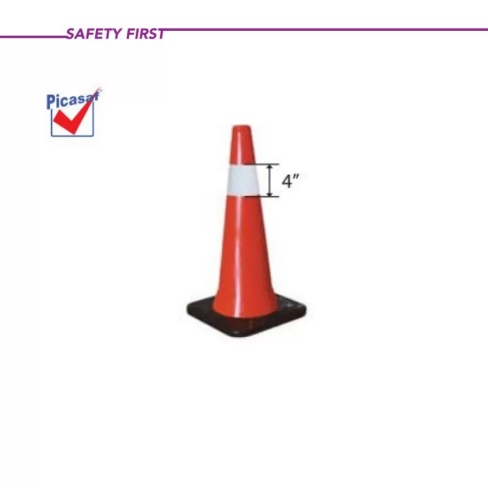 30'' PICASAF BLACK BASE SAFETY CONE WITH REFLEC