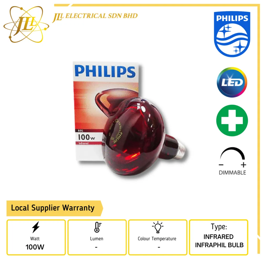 PHILIPS INFRARED INFRAPHIL BULB RED HEAT R95 100W E27 230V 923244244208 