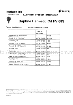 IDEMITSU LUBRICANT OIL FV 68S