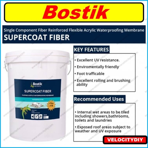 （防水漆防水涂料）Bostik Supercoat Fiber Flexible Acrylic Waterproofing Membrane 20kg