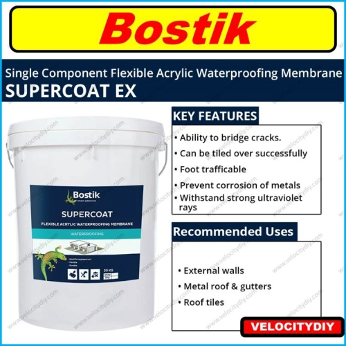 （防水漆防水涂料）Bostik Supercoat EX Flexible Acrylic Waterproofing Membrane 20kg