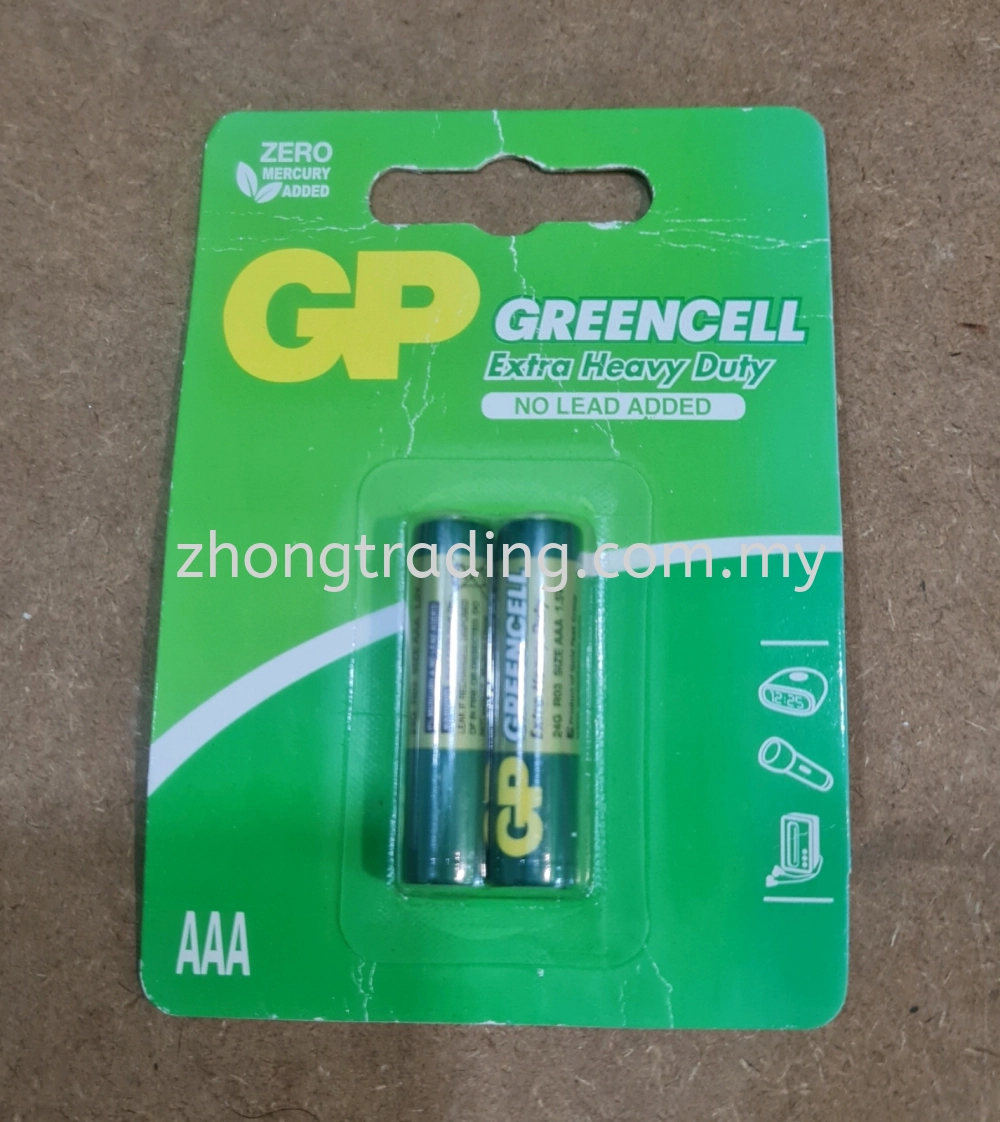 GP AAA SIZE BATTERY GREENCELL