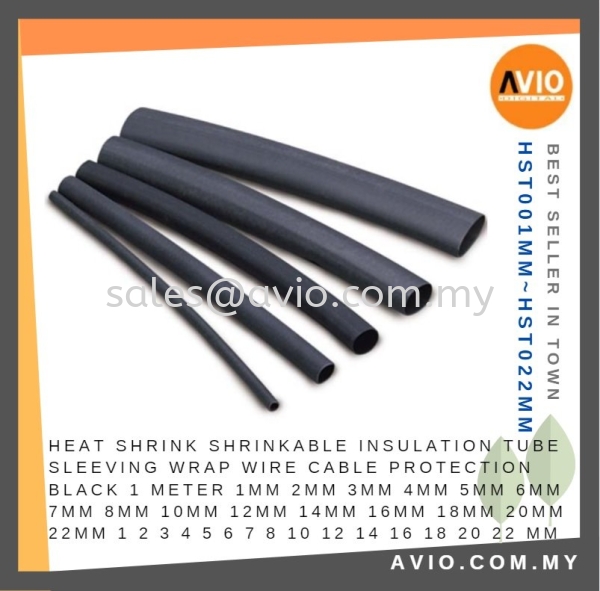 Heat Shrink Shrinkable Insulation Tube Sleeving Wrap Wire Cable Protection Black 1 Meter 1m Diameter 8mm HST008 CABLE / POWER/ ACCESSORIES Johor Bahru (JB), Kempas, Johor Jaya Supplier, Suppliers, Supply, Supplies | Avio Digital