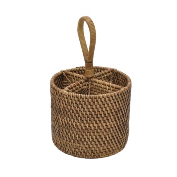 Bottle/Cutlery Container Rattan Round 