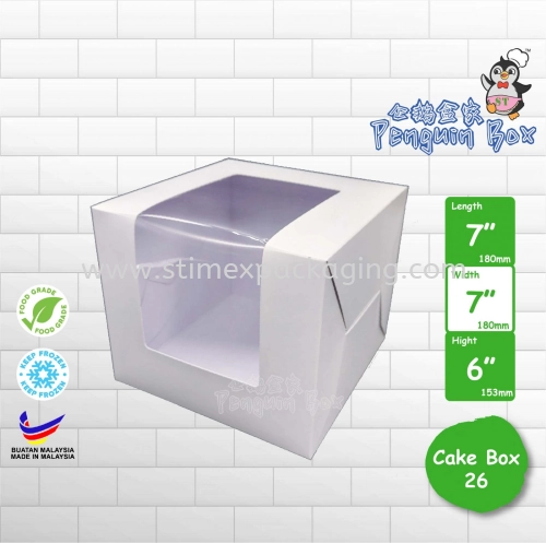 Elegant 7"x7"x6" Cake Box with L Shape Window - Perfect for Your Sweet Creations 7寸x7寸x6寸 优雅L型窗口高蛋糕盒 - 完美呈现您用心制作的蛋糕