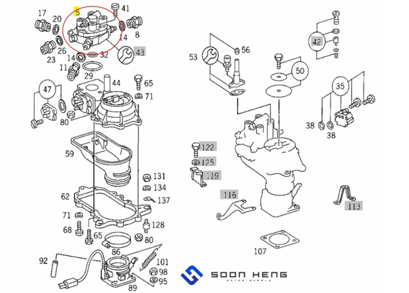 Mercedes-Benz with Engine M102.961/ 962/ 963/ 964/ 982/ 985/ 987 - Fuel Distributor Assy (BOSCH)