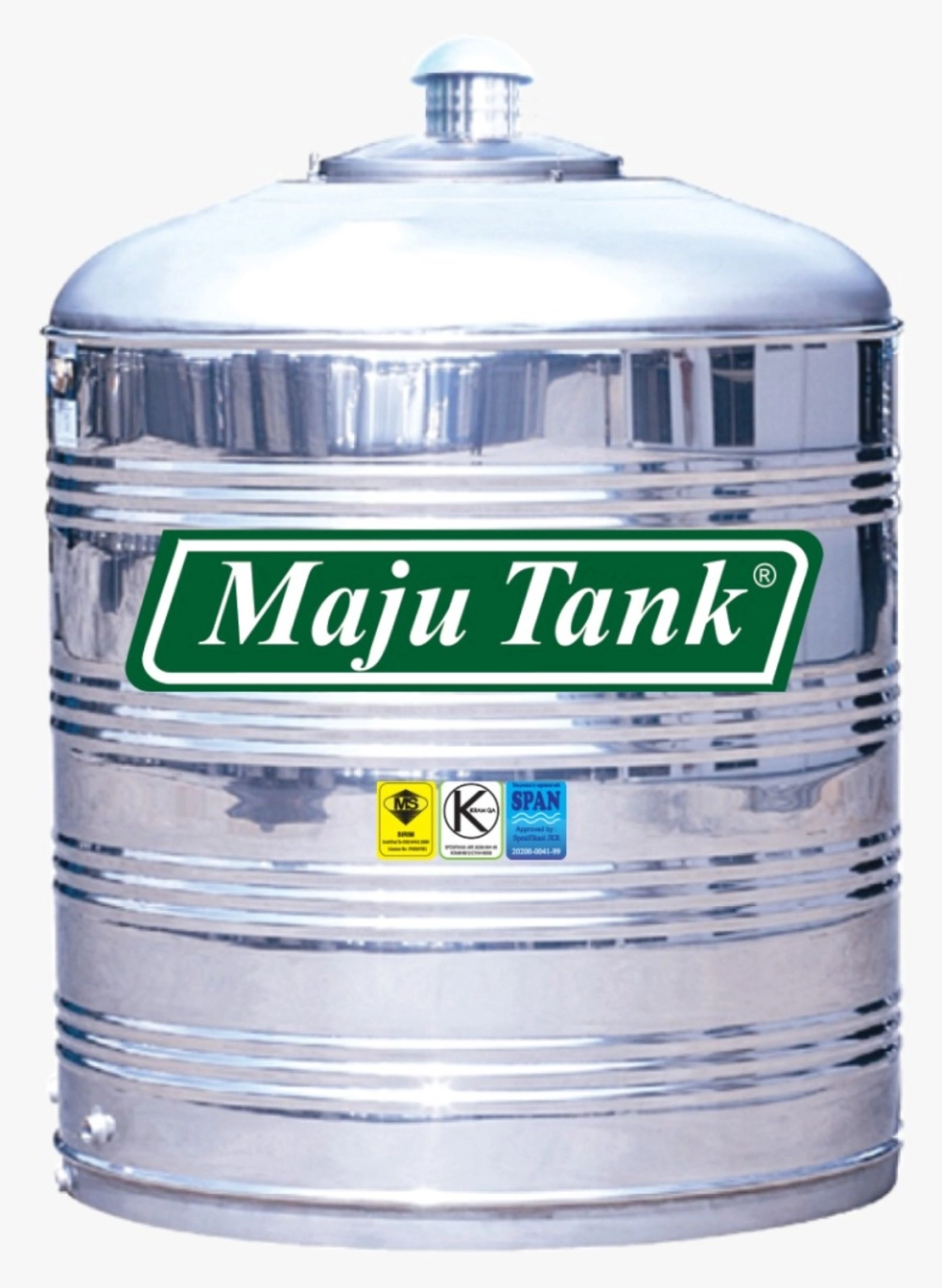 Maju Tank Stainless Steel (304-BA) MS Series Water Tank Vertical Flat Bottom Without Stand (FREE Brass Float Valve)