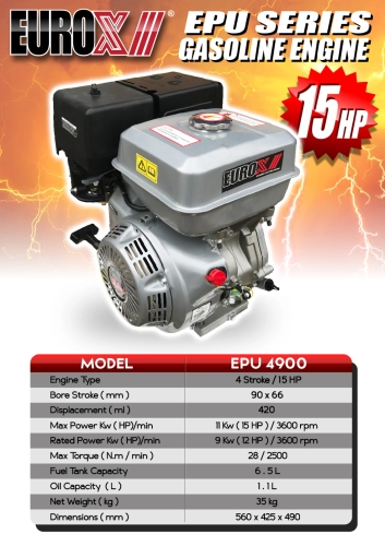 EuroX EPU4900 Gasoline Engine - 17hp , 4-Stroke Engine