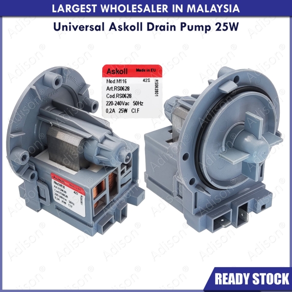 Code: 31122 Universal Askoll Drain Pump 25W Water Pump / Drain Pump Washing Machine Parts Melaka, Malaysia Supplier, Wholesaler, Supply, Supplies | Adison Component Sdn Bhd