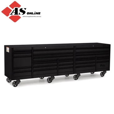 SNAP-ON 144" 26 Drawer Five Bank EPIQ Series Roll Cab with PowerDrawer (Flat Black with Black Trim and Blackout Details) / Model: