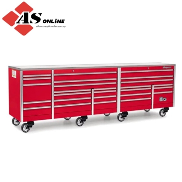 SNAP-ON 144" 26 Drawer Five Bank EPIQ Series Stainless Steel Top Roll Cab with PowerDrawer (Red) / Model: KEXP725D1PBO