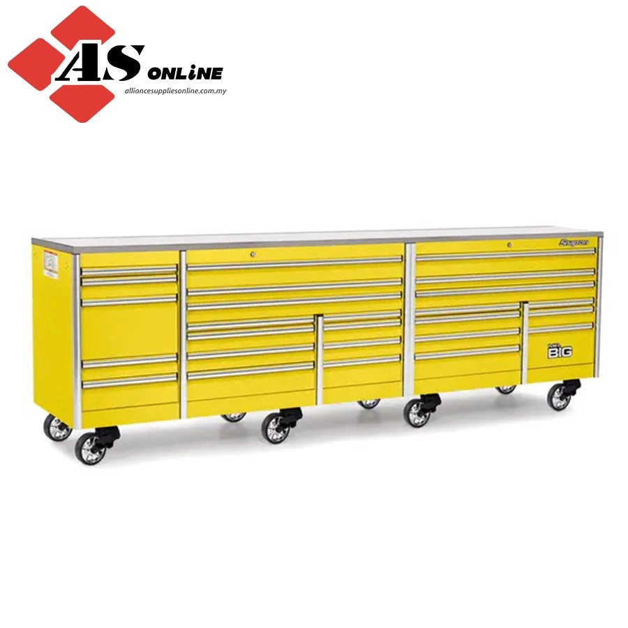 SNAP-ON 144" 26 Drawer Five Bank EPIQ Series Stainless Steel Top Roll Cab with PowerDrawer (Ultra Yellow) / Model: KEXP725D1PES