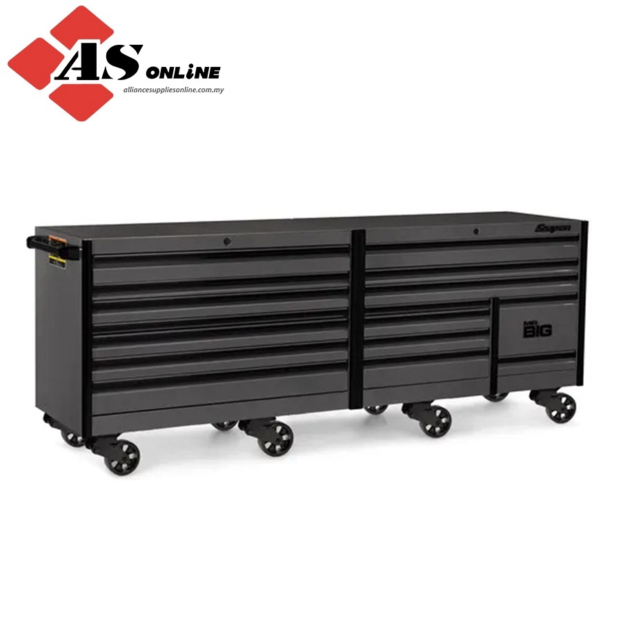 SNAP-ON 120" 16 Drawer Three Bank EPIQ Series Roll Cab with PowerDrawer and SpeeDrawer (Storm Gray w/ Black Trim) / Model: 