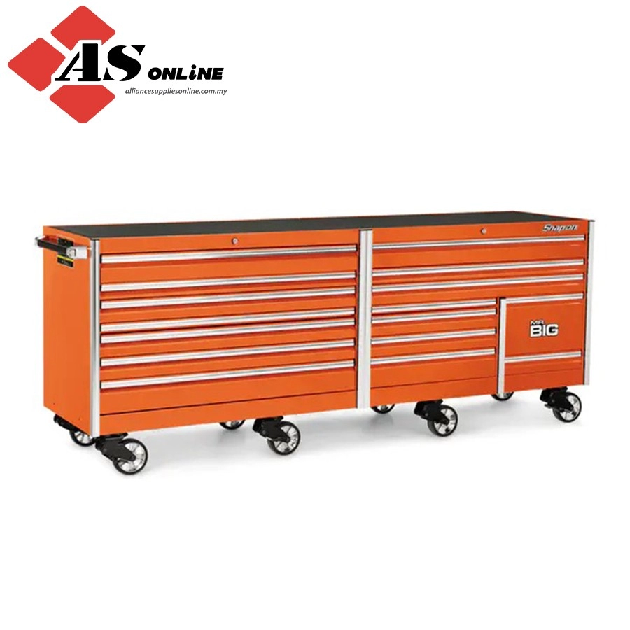 SNAP-ON 120" 16 Drawer Three Bank EPIQ Series Roll Cab with PowerDrawer and SpeeDrawer (Electric Orange) / Model: KEXP603A0PJK