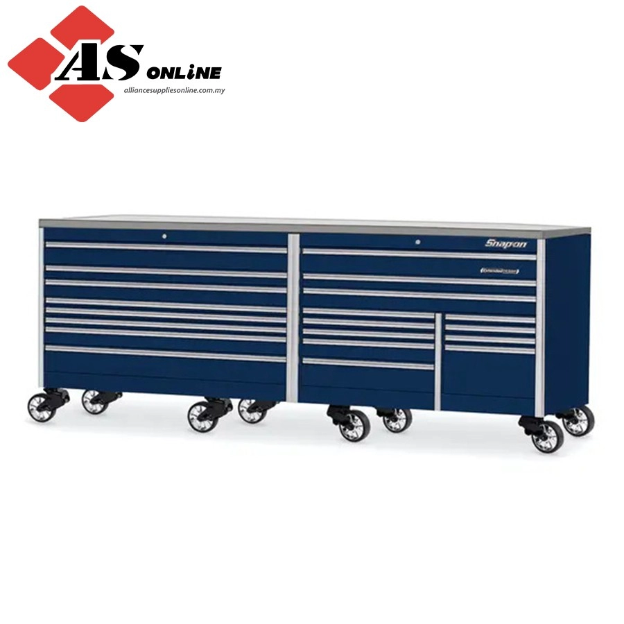 SNAP-ON 120" 20-Drawer Triple-Bank EPIQ Series Stainless Steel Top Roll Cab (Royal Blue) / Model: KEXN603C1PCM