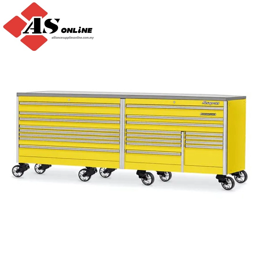 SNAP-ON 120" 20-Drawer Triple-Bank EPIQ Series Stainless Steel Top Roll Cab (Ultra Yellow) / Model: KEXN603C1PES