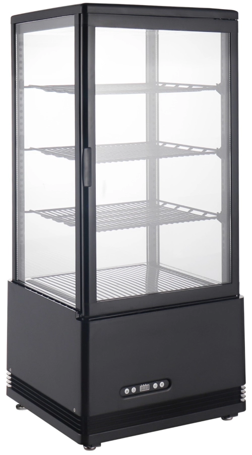 Table Top 4-Sided Glass Door Display Chiller- Black (78 litres) [Ready Stock] - ASIAN REFRIGERATION SALES AND SERVICE SDN BHD