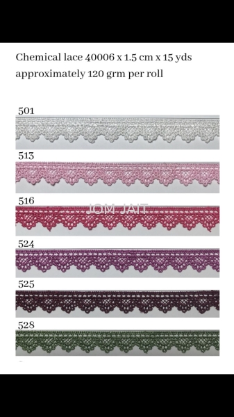 Lace Chemical 40006 x 1.5cm  Chemical lace  Laces Malaysia, Kedah, Alor Setar Supplier, Wholesaler, Supply, Supplies | Syarikat Sin Joo Hin