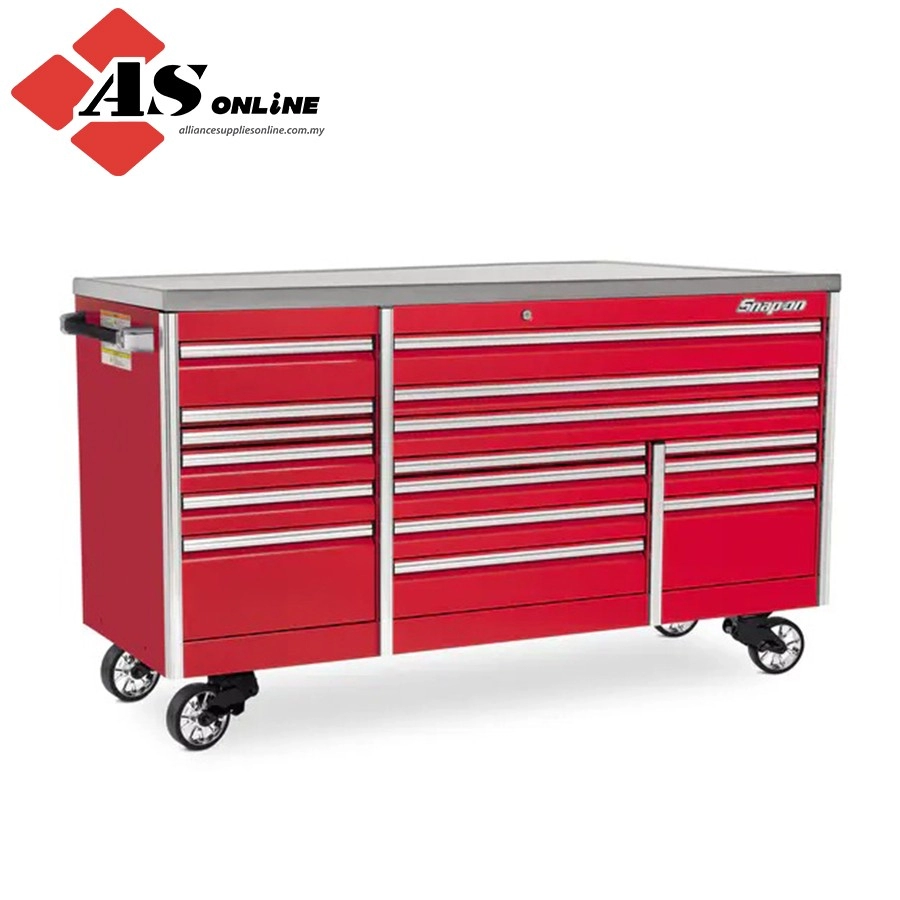 SNAP-ON 84" 16-Drawer Triple-Bank EPIQ Series Stainless Steel Top Roll Cab (Red) / Model: KETN843C1PBO