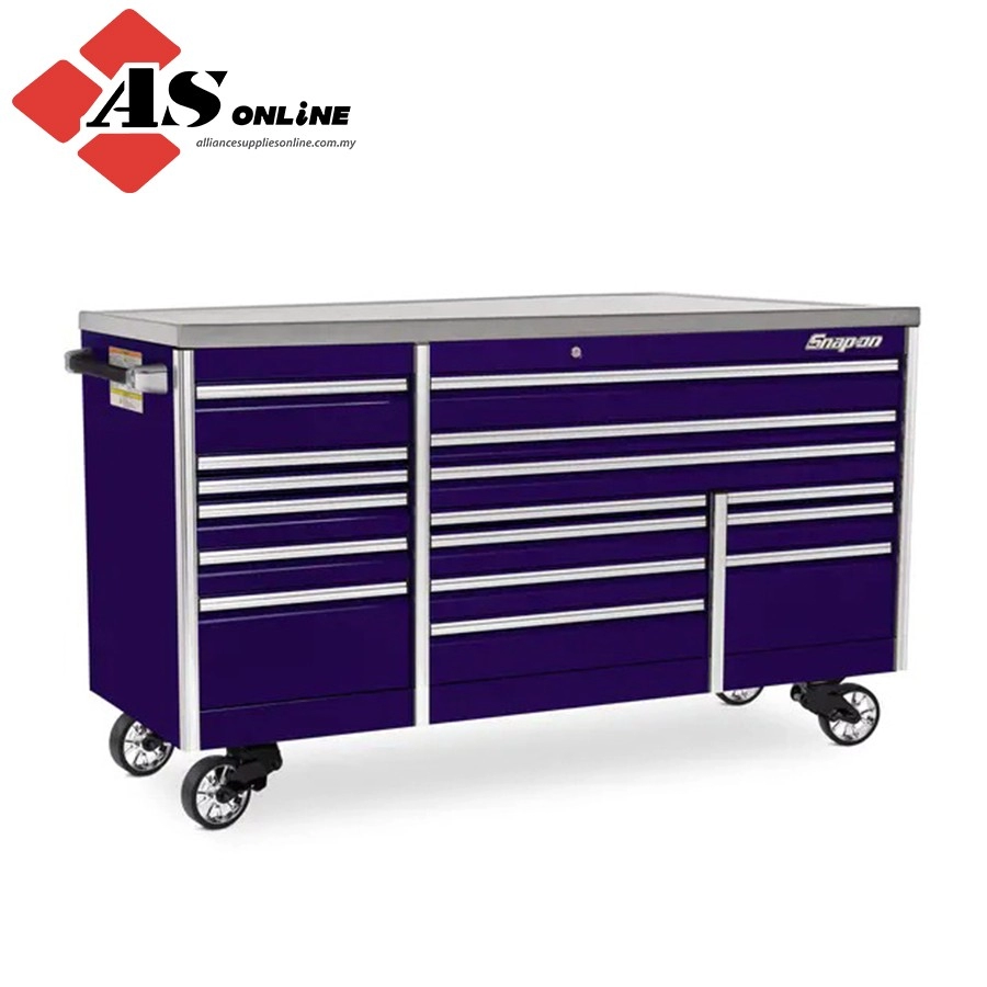 SNAP-ON 84" 16-Drawer Triple-Bank EPIQ Series Stainless Steel Top Roll Cab (Plum Radical Purple) / Model: KETN843C1PEV