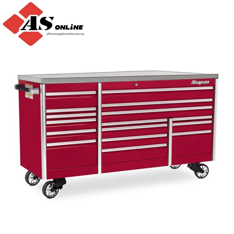 SNAP-ON 84" 16-Drawer Triple-Bank EPIQ Series Stainless Steel Top Roll Cab (Candy Apple Red) / Model: KETN843C1PJH
