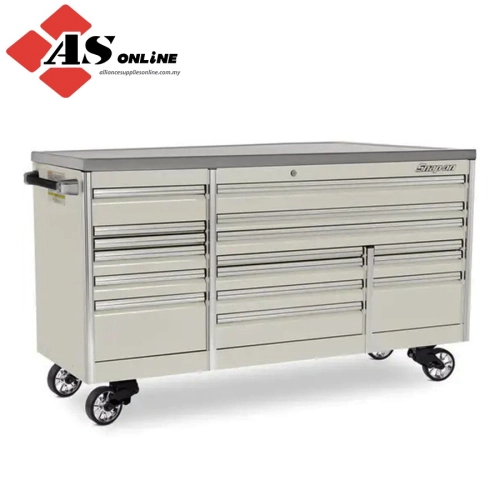 SNAP-ON 84" 16-Drawer Triple-Bank EPIQ Series Stainless Steel Top Roll Cab (White) / Model: KETN843C1PU