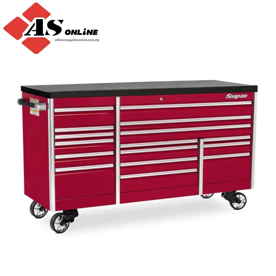 SNAP-ON 84" 16-Drawer Triple-Bank EPIQ Series Bed Liner Top Roll Cab (Candy Apple Red) / Model: KETN843C7PJH