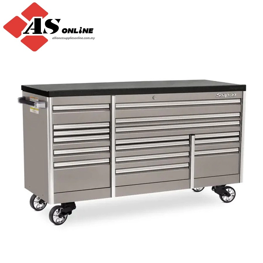 SNAP-ON 84" 16-Drawer Triple-Bank EPIQ Series Bed Liner Top Roll Cab (Arctic Silver) / Model: KETN843C7PKS