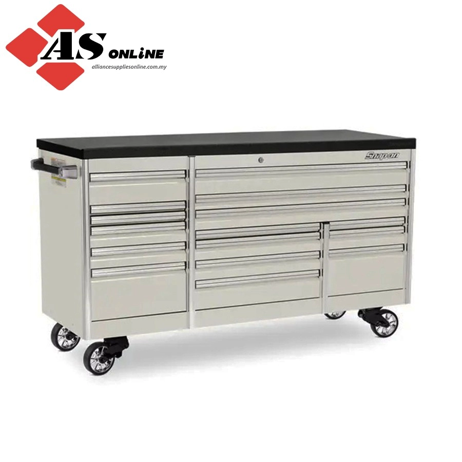 SNAP-ON 84" 16-Drawer Triple-Bank EPIQ Series Bed Liner Top Roll Cab (White) / Model: KETN843C7PU