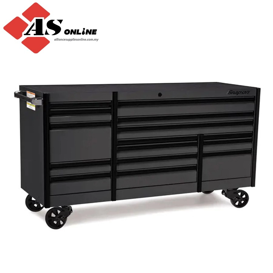SNAP-ON 84" 15-Drawer Triple-Bank EPIQ Series Roll Cab with PowerDrawer (Storm Gray with Black Trim and Blackout Details) / Model: KETP843C0PWZ