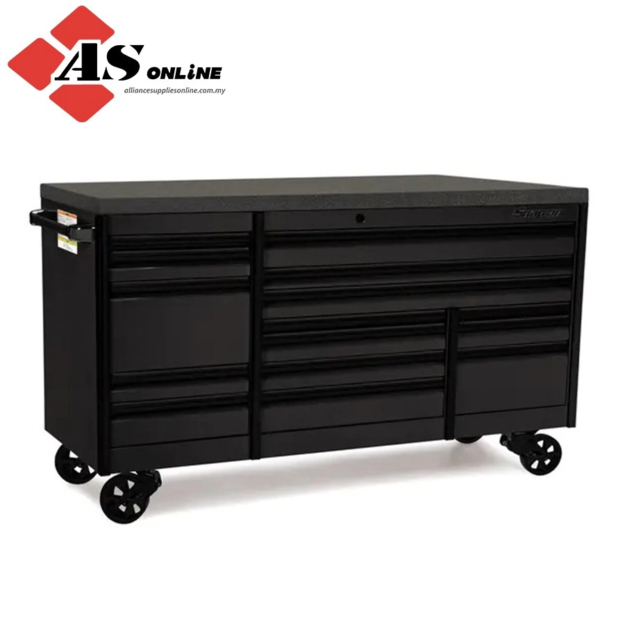 SNAP-ON 84" 15-Drawer Triple-Bank EPIQ Series Bed Liner Top Roll Cab with PowerDrawer (Flat Black with Black Trim and Blackout Details) / Model: KETP843C7POT