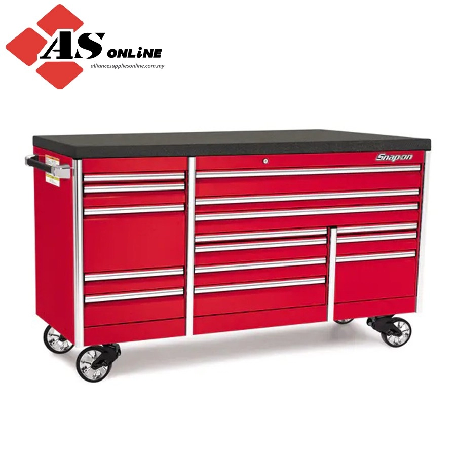 SNAP-ON 84" 15-Drawer Triple-Bank EPIQ Series Bed Liner Top Roll Cab with PowerDrawer (Red) / Model: KETP843C7PBO