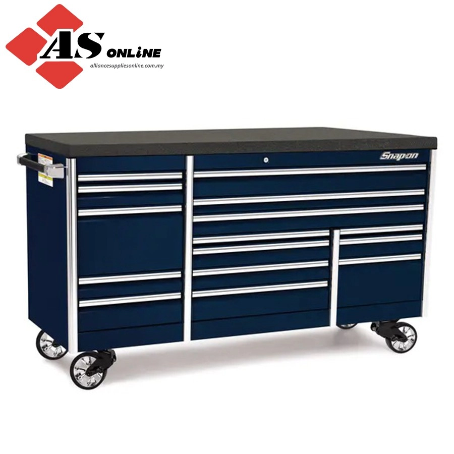 SNAP-ON 84" 15-Drawer Triple-Bank EPIQ Series Bed Liner Top Roll Cab with PowerDrawer (Midnight Blue) / Model: KETP843C7PDG