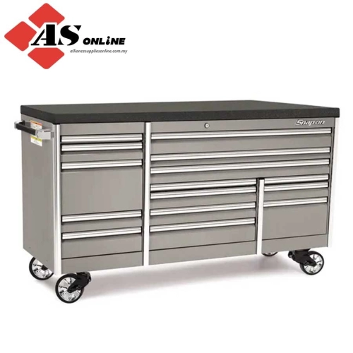 SNAP-ON 84" 15-Drawer Triple-Bank EPIQ Series Bed Liner Top Roll Cab with PowerDrawer (Arctic Silver) / Model: KETP843C7PKS