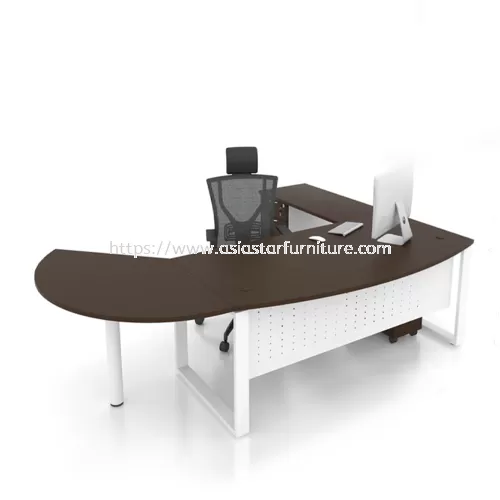 OLVA EXECUTIVE OFFICE TABLE D-SHAPE WITH SIDE CONNECTION & FIXED PEDESTAL 3D