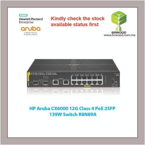 HP Aruba R8N89A: CX6000 12G Class 4 PoE C/W 2 SFP 139W Switch 