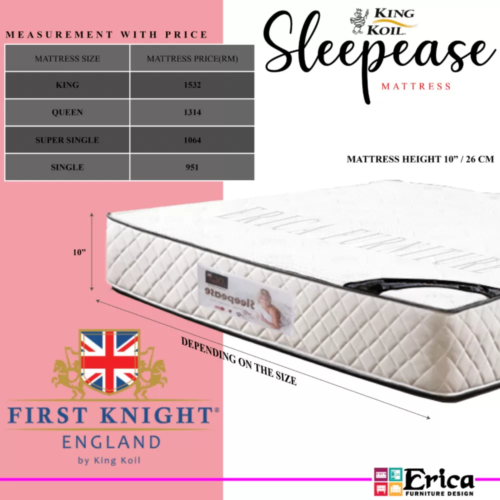 King Koil First Knight Sleepease Mattress FREE 7in1 Bedsheet Set