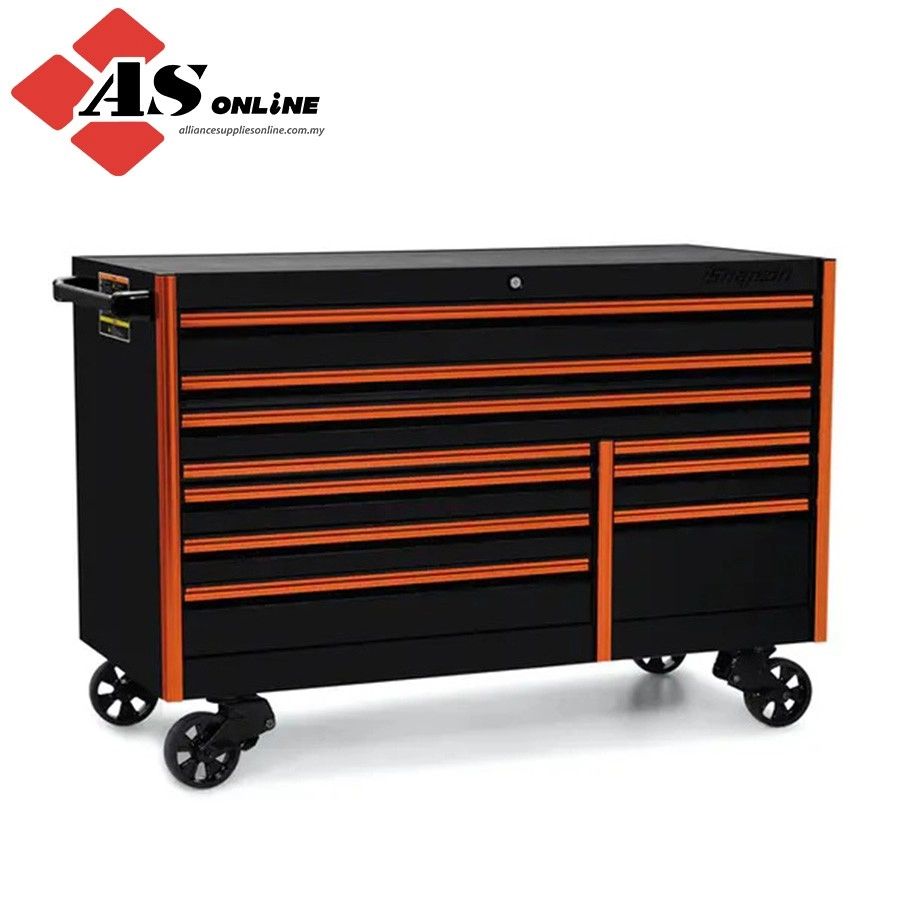SNAP-ON 68" 10-Drawer Double-Bank EPIQ Series Roll Cab with SpeeDrawer (Gloss Black w/ Orange Valor Trim and Blackout Details) / Model: KETN682C0PXY