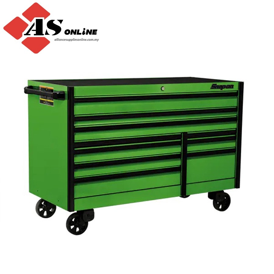 SNAP-ON 68" 10-Drawer Double-Bank EPIQ Series Roll Cab with SpeeDrawer (Extreme Green with Black Trim and Blackout Details) / Model: KETN682C0BKG