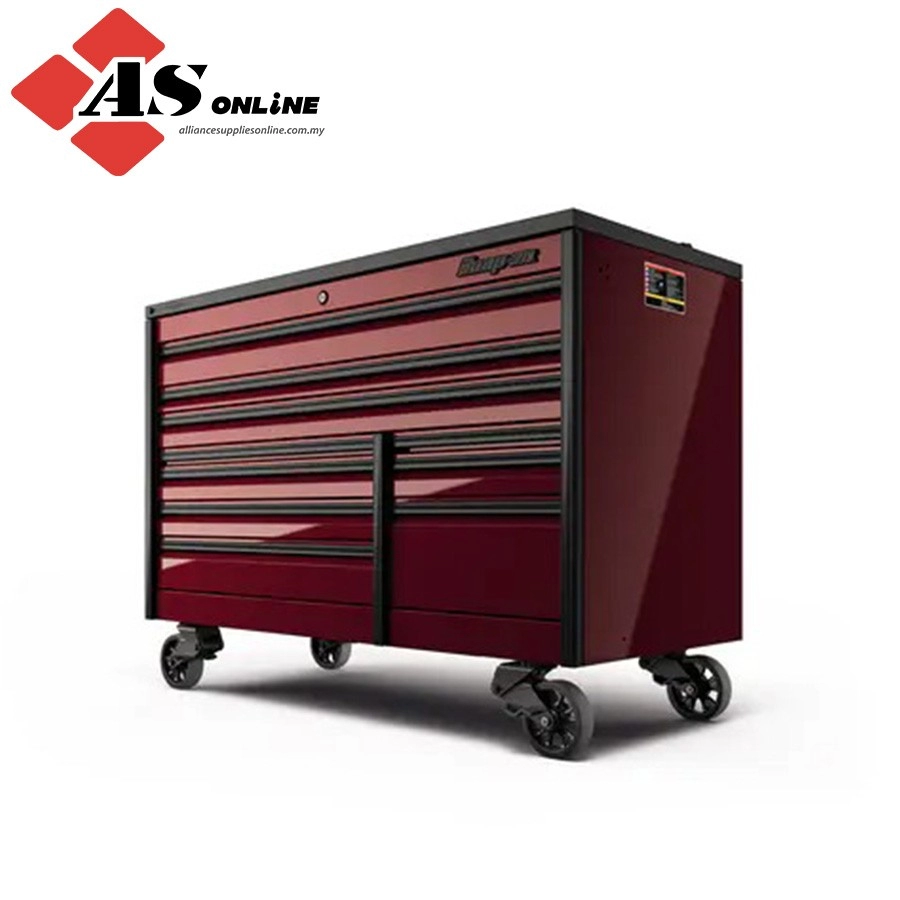 SNAP-ON 68" 10-Drawer Double-Bank EPIQ Series Bed LIner PowerTop with LED Light Roll Cab with SpeeDrawer (Deep Cranberry w/ Blackout Details) / Model: KETN682C3BCR